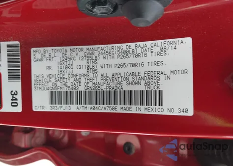 2015 Toyota Tacoma Prerunner V6 from USA, damaged, VIN 3TMJU4GN5FM175402